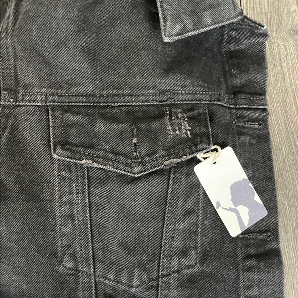013 Boho Floral embroidered Distressed denim jean jacket - Picture 13 of 14